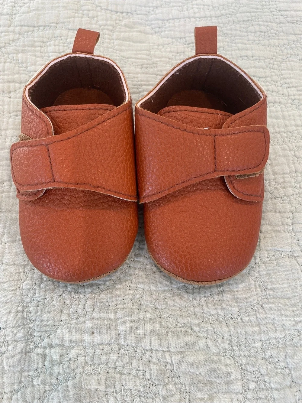 Baby Velcro Moccasin Shoes in Rust Brown